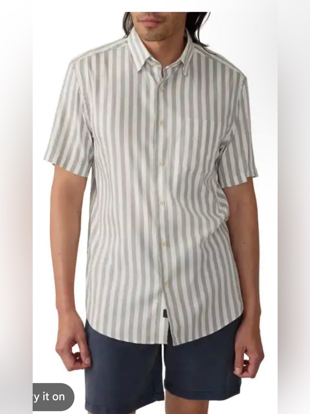 Faherty Breeze linen blend short sleeve button down shirt size large